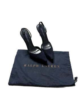 Ralph Lauren Collection Navy Suede Pointed-Toe Slingback Pumps